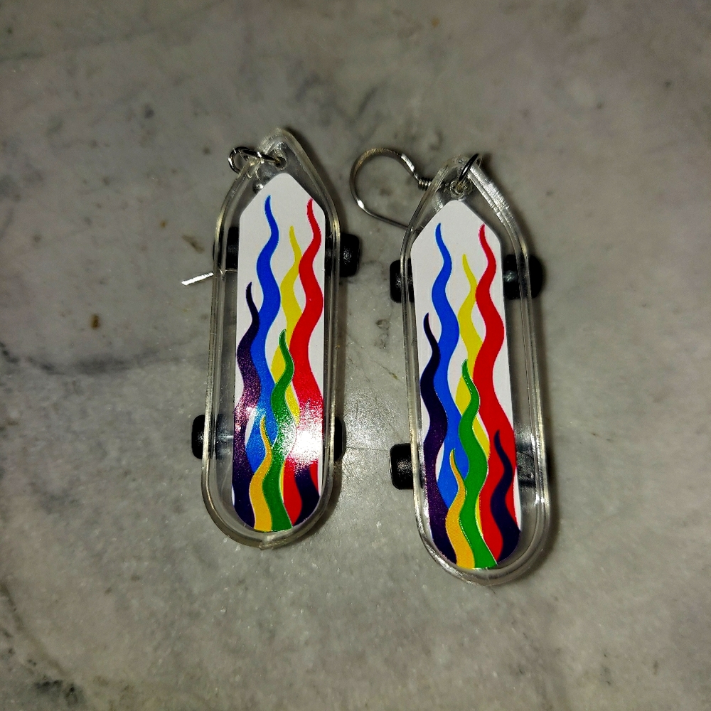skateboard earrings sterling silver